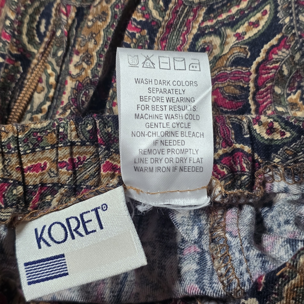 Koret Vintage Paisley Midi Skirt Size 14 Rayon Boho Elastic Waist Flowy - Picture 6 of 8